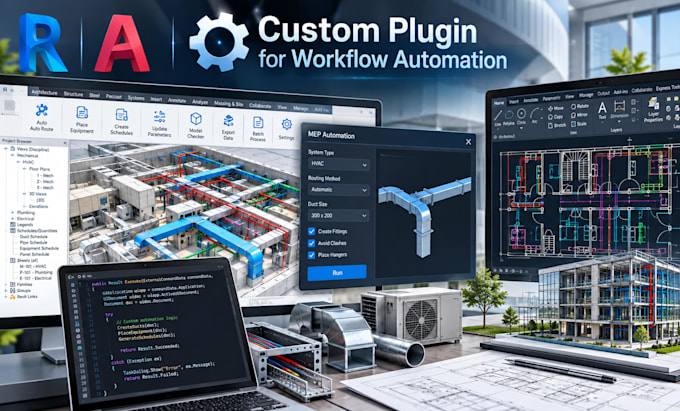 build revit plugin autocad addins for bim, mep automation with api csharp python