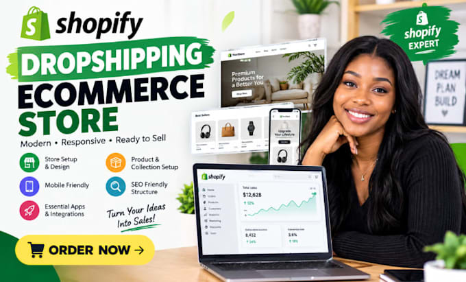 build a shopify ecommerce website, redesign shopify dropshipping store