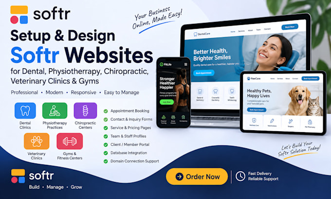 setup dental physiotherapy chiropractic veterinary clinics gyms softr website