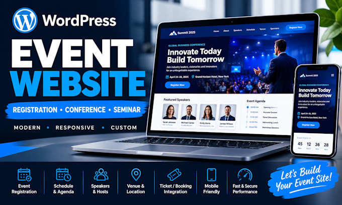 build a wordpress event website with registration page, event squeeze page
