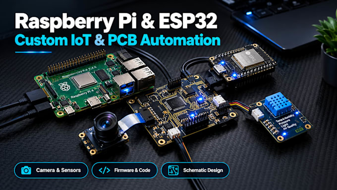 do raspberry pi iot projects with camera, sensors and automation pcb esp32