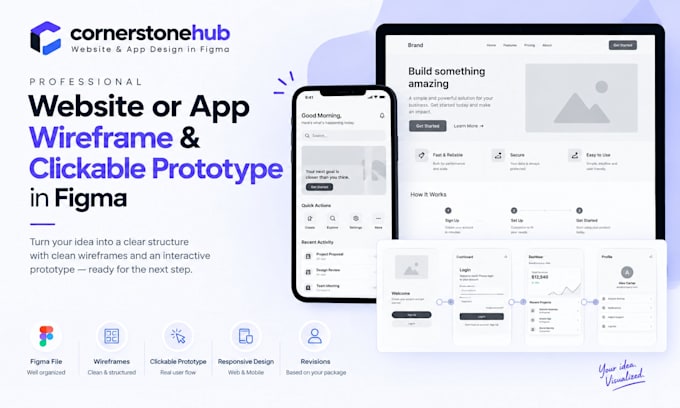 design intuitive website or app wireframe and clickable prototype in figma
