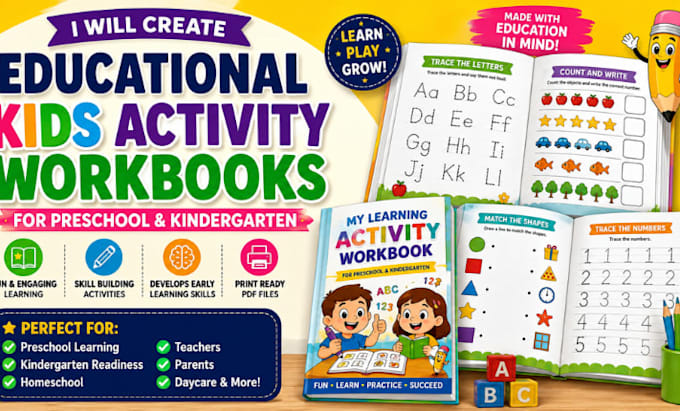 create educational kids activity workbooks for preschool