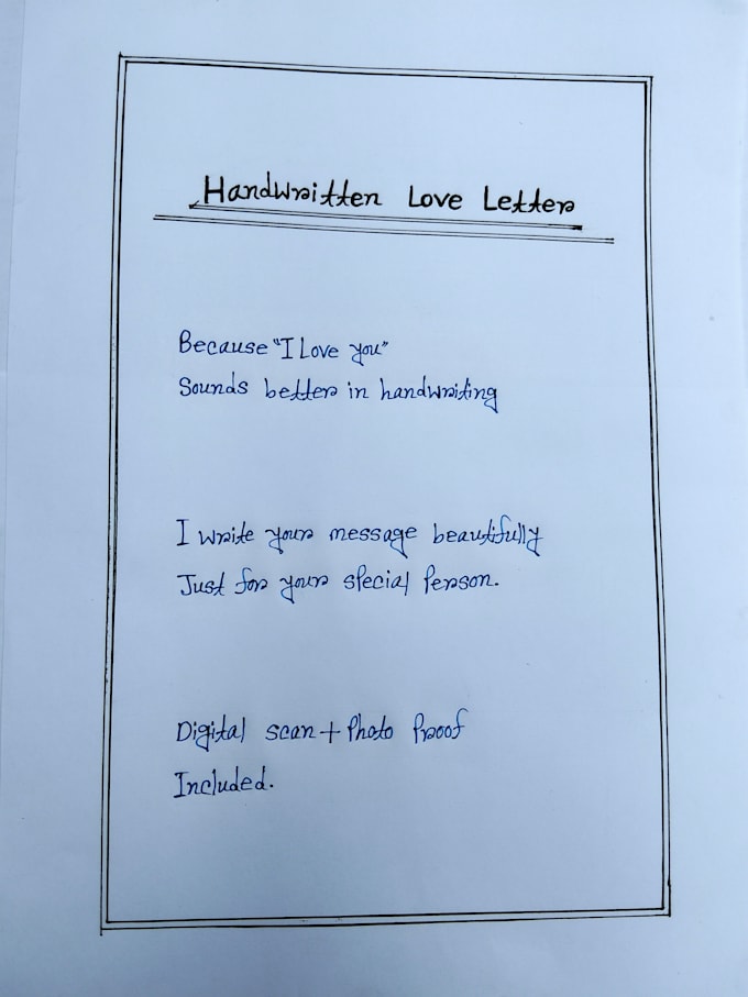 write romantic handwritten love letter for you