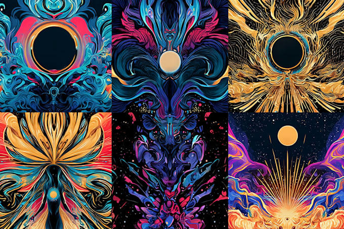 draw a unique psychedelic retro vintage illustration