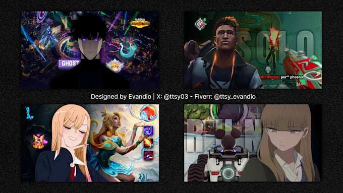 design two gaming and anime youtube thumbnails