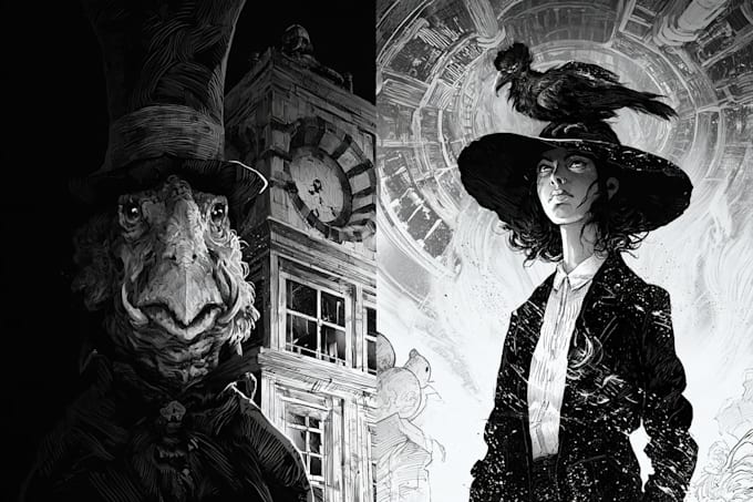 draw black and white illustrations