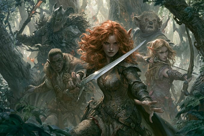 draw fantasy rpg characters and dnd party art