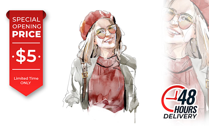create a handmade watercolor sketch