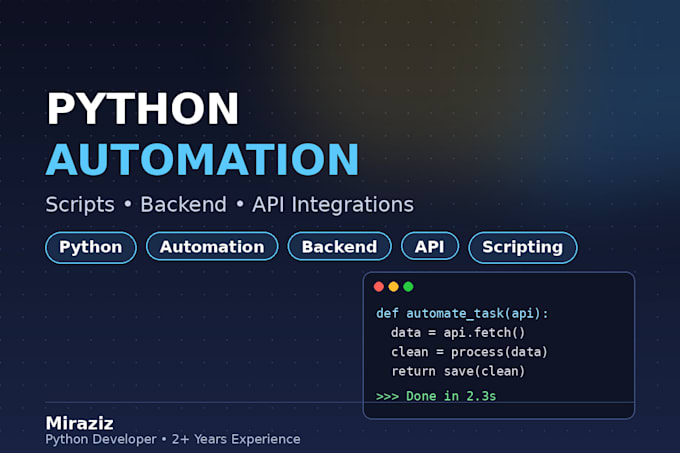 build python automation scripts and backend solutions