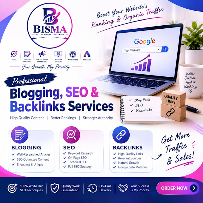 boost your website with SEO, blogs and high quality backlinks