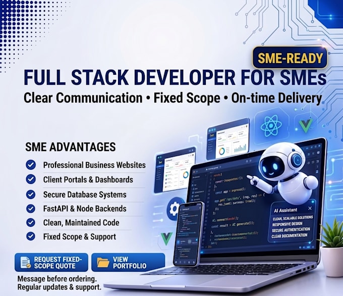 build a fullstack business website for smes with react, node, and fastapi