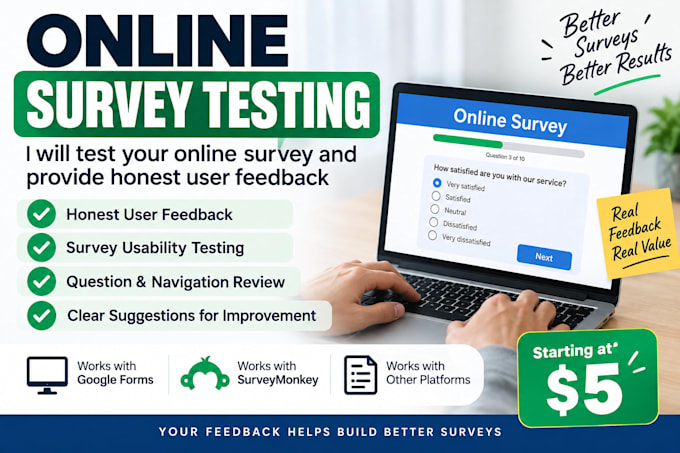 test your online survey and provide honest user feedback