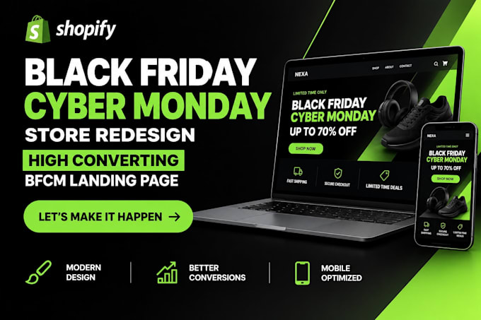 create black friday cyber monday shopify store redesign bfcm landing page