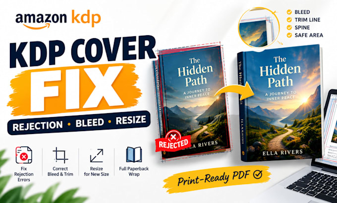 fix amazon kdp book cover rejection bleed errors or resize paperback wrap