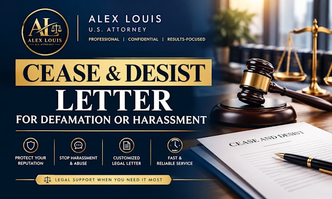 draft a cease and desist letter for defamation or harassment