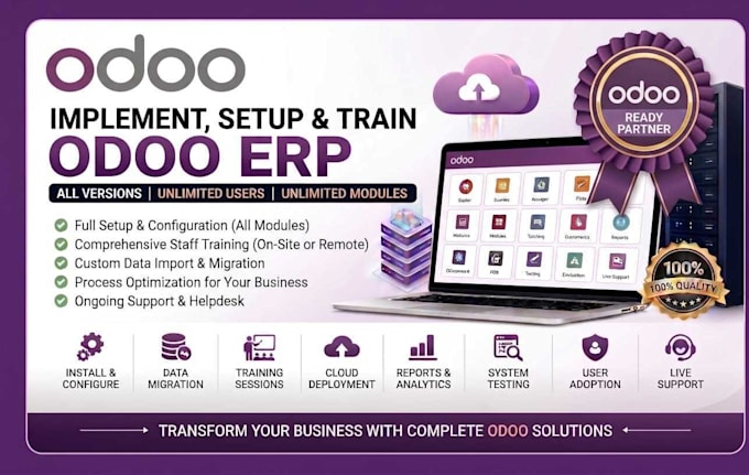 implement odoo erp for your business with full setup and training