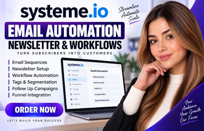 set up systemeio email automation, newsletter, marketing workflow