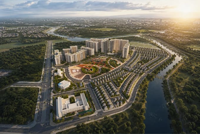 design 3d residential township masterplan site plan landscape subdivision render