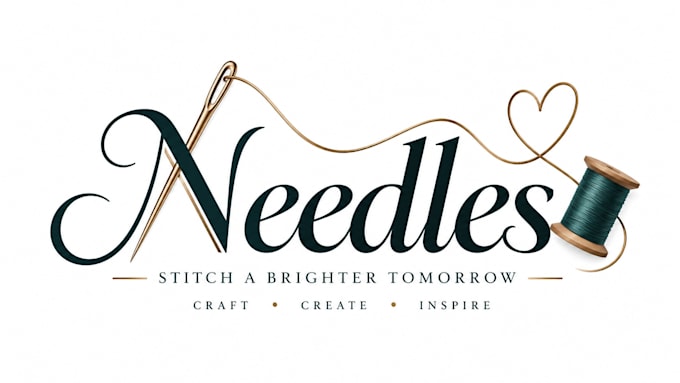 design boutique, handmade, crochet knitting, sewing, and craft needles logo