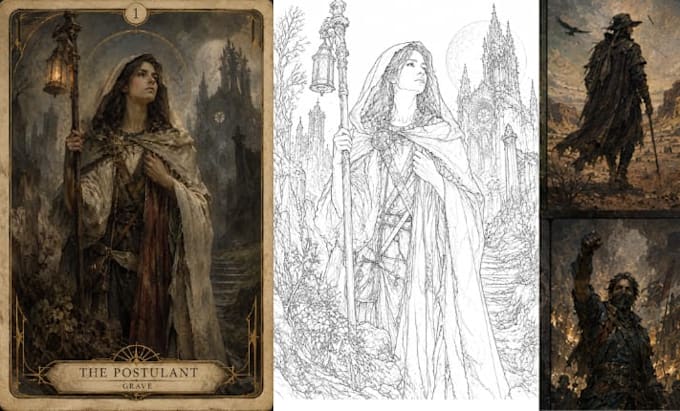 design unique tarot cards, tarot illustration, tarot deck, or oracle cards