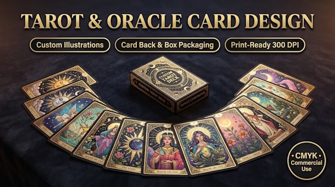 design unique oracle and tarot cards illustration