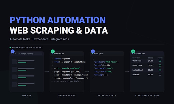 build python automation, web scraping, and API integration scripts