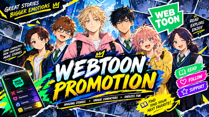 webtoon promotion, tapas comic promotion or webnovel