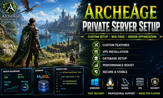 create, setup, customize, fix, and optimize your archeage private server
