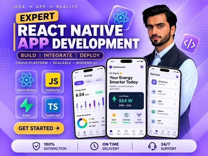 develop custom react native mobile apps for ios and android