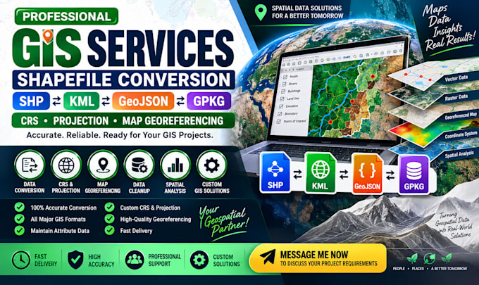 convert shapefile shp kml geojson gpkg crs projection and georeference maps