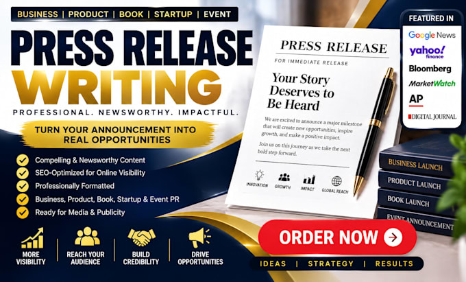 write a newsworthy press release for business, product, book launch and PR