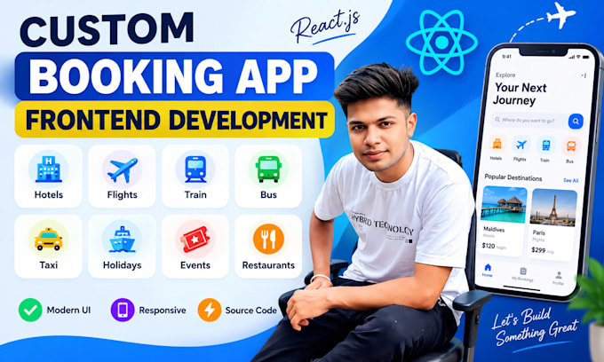 design booking app screens and build the frontend in react