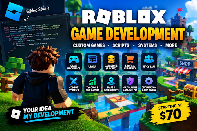 create a custom roblox game with luau scripting