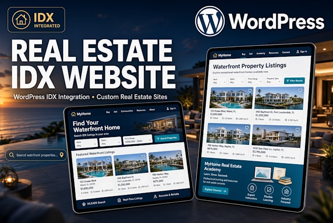develop real estate idx website, real estate agent website on wordpress