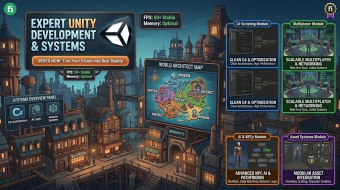 build unity game mechanics and systems