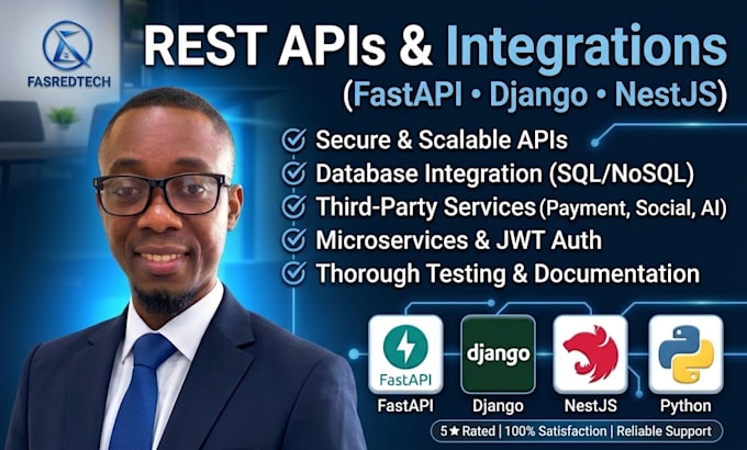 build and integrate fastapi django or nestjs apis