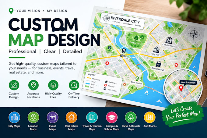 design custom maps, vector maps, city maps and map illustrations
