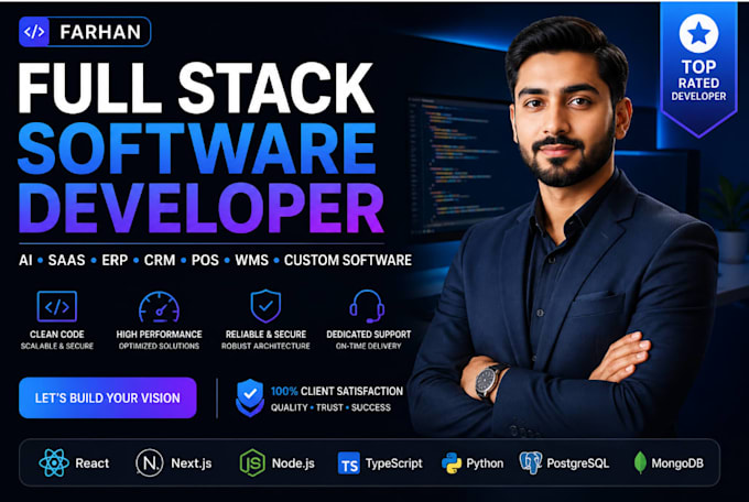 full stack developer, ai saas app, web app, crm, pos, wms, erp, flutter app, mvp