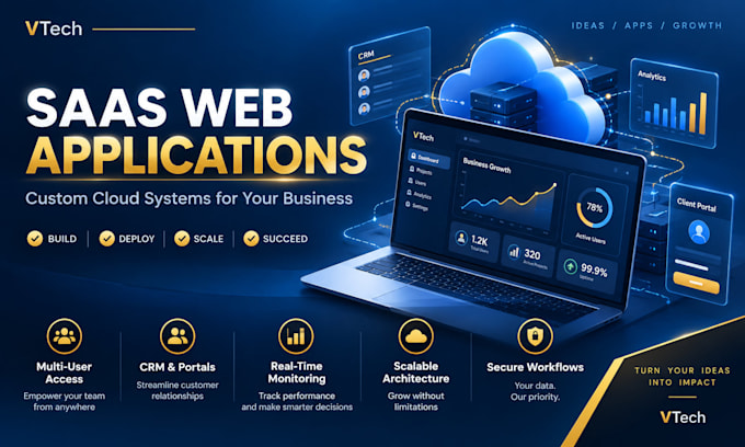 develop custom cloud based saas web applications dashboard