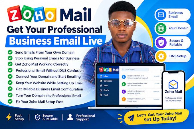 setup zoho mail, business email, domain and dns