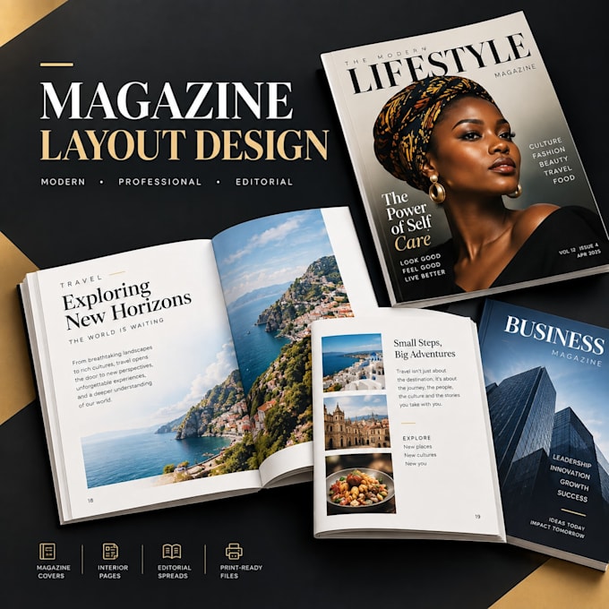 a professional  editorial,  digital magazine layout
