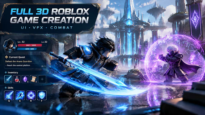 develop roblox game, full game creation, roblox ui, vfx, roblox combat system