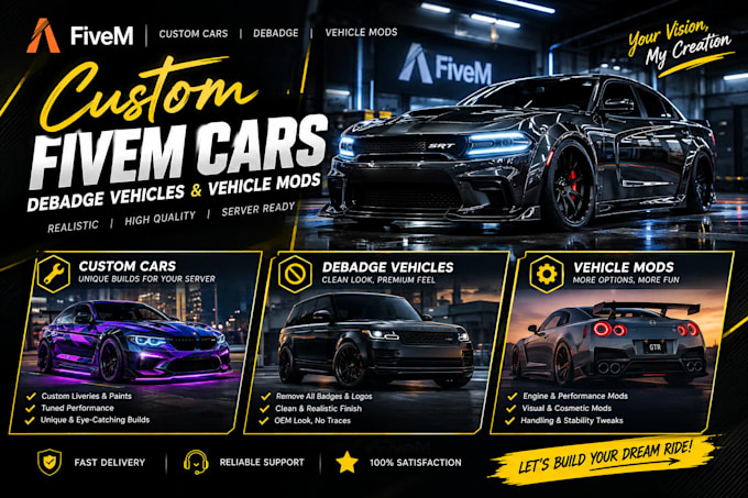 create custom fivem car, debadge vehicles and vehicle mods
