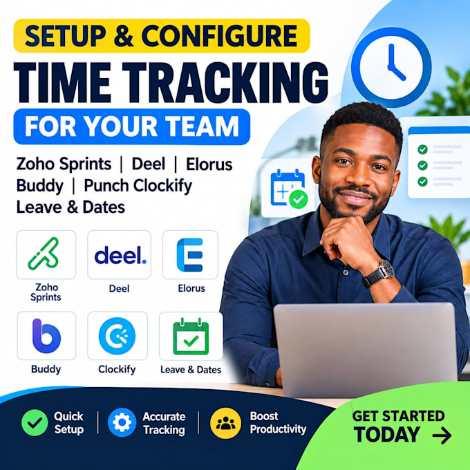 setup time tracking zoho sprints deel elorus buddy punch clockify leave dates