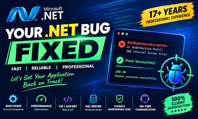 fix asp net core mvc bugs, API errors and issues fast