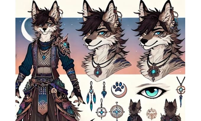 design furry reference sheet for your fursona or oc character