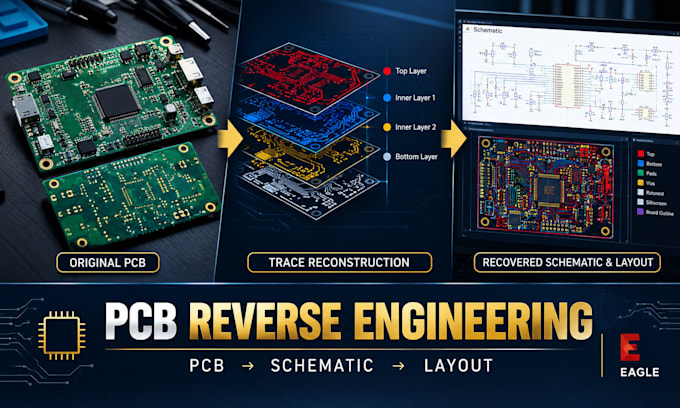 reverse engineer pcb, recreate schematic, layout, bom and gerber file