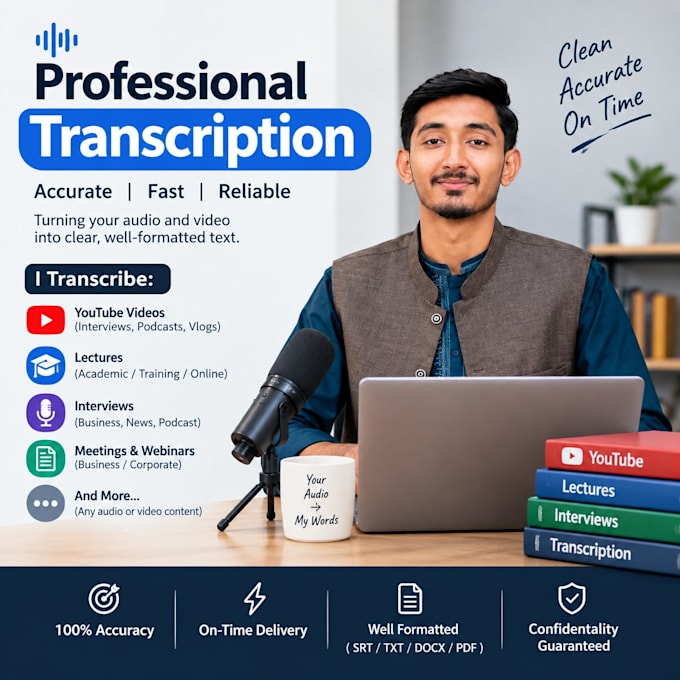 professionally transcribe interviews, meetings, and podcasts
