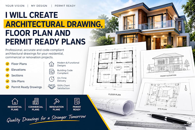 create architectural drawing, floor plan and permit ready plans